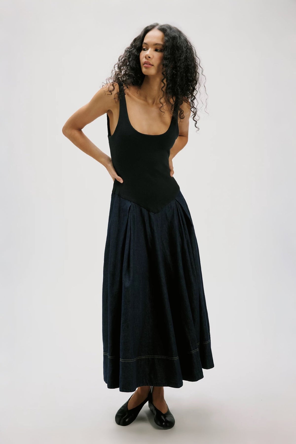 Elio Denim Midi Dress | Dark Combo