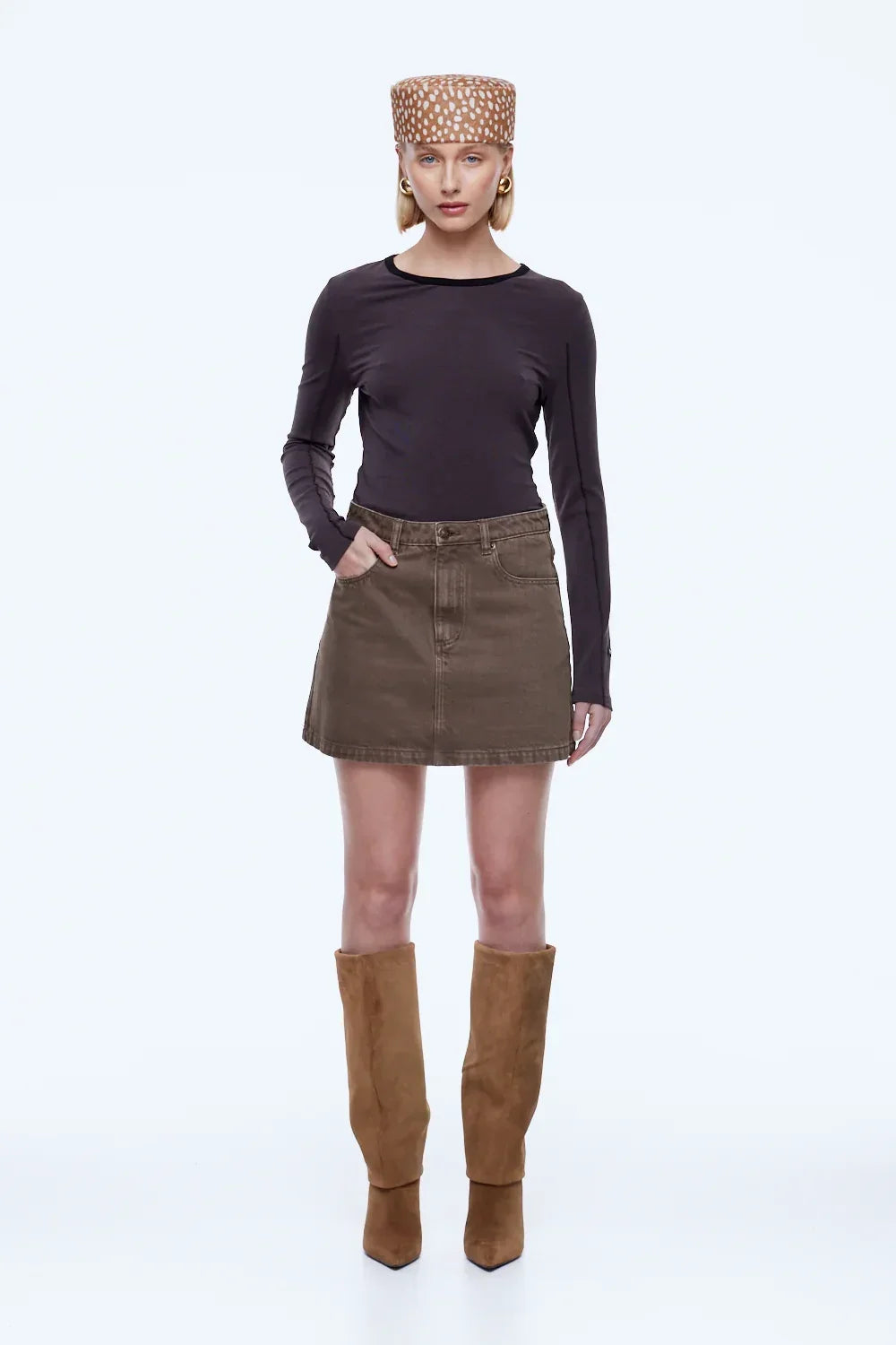Stella Denim Mini Skirt | Mushrooom