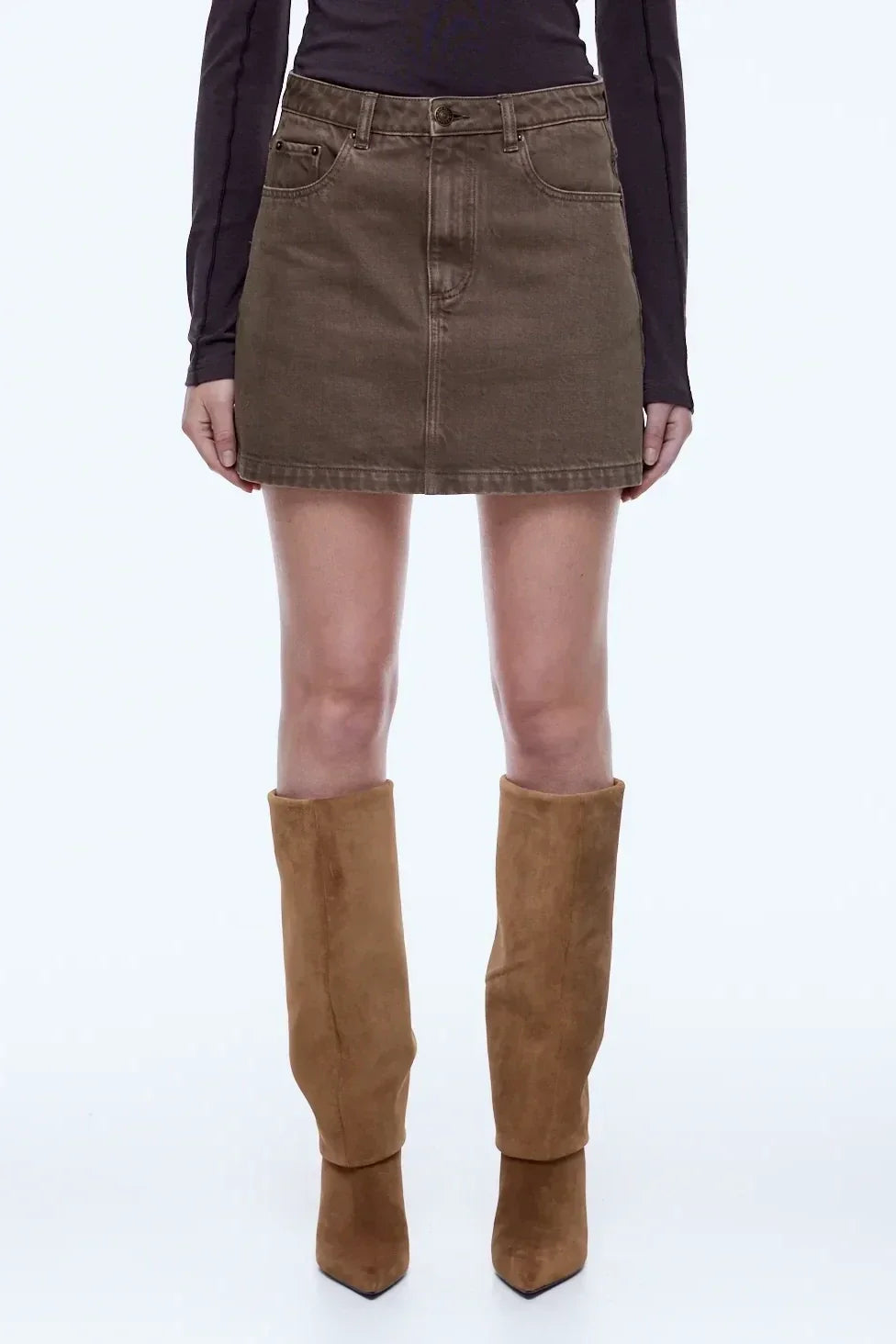 Stella Denim Mini Skirt | Mushrooom
