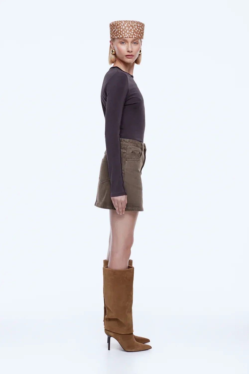 Stella Denim Mini Skirt | Mushrooom