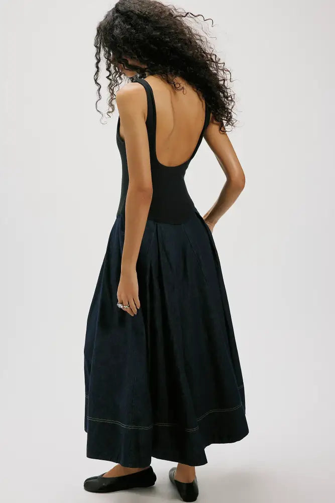 Elio Denim Midi Dress | Dark Combo - Dresses