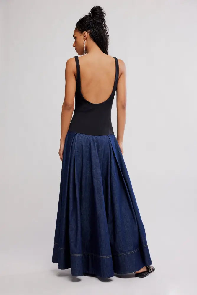 Elio Denim Midi Dress | Dark Combo - Dresses