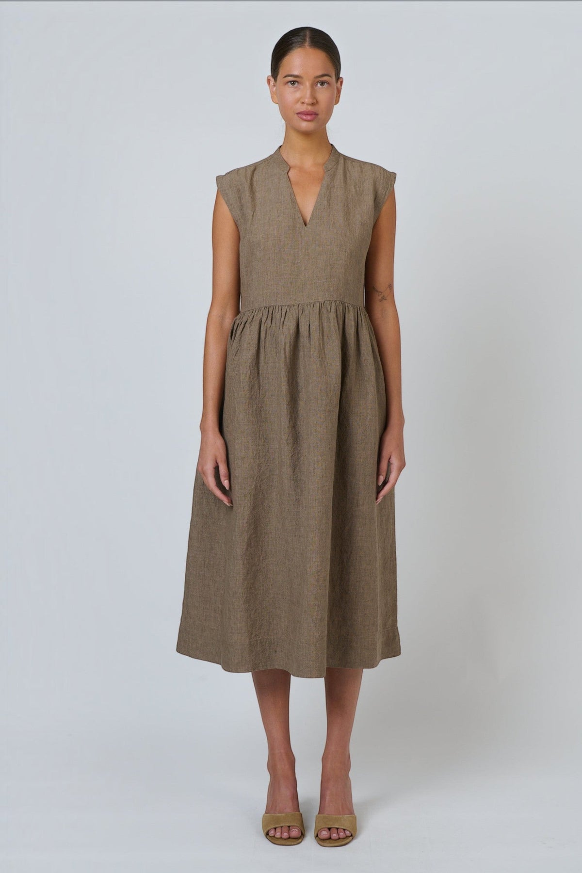 GA606 Drop Waist Midi Dress | Agate