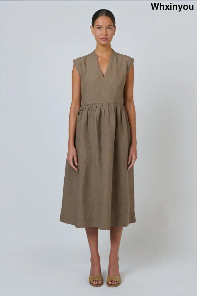 GA606 Drop Waist Midi Dress | Agate - Dresses