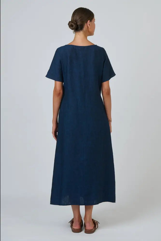 GA684 Linen Midi Dress | Eclipse - Dresses