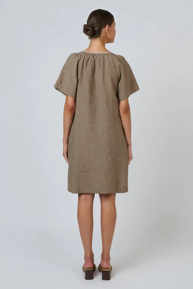GA703 Linen Shift Dress | Agate - Dresses