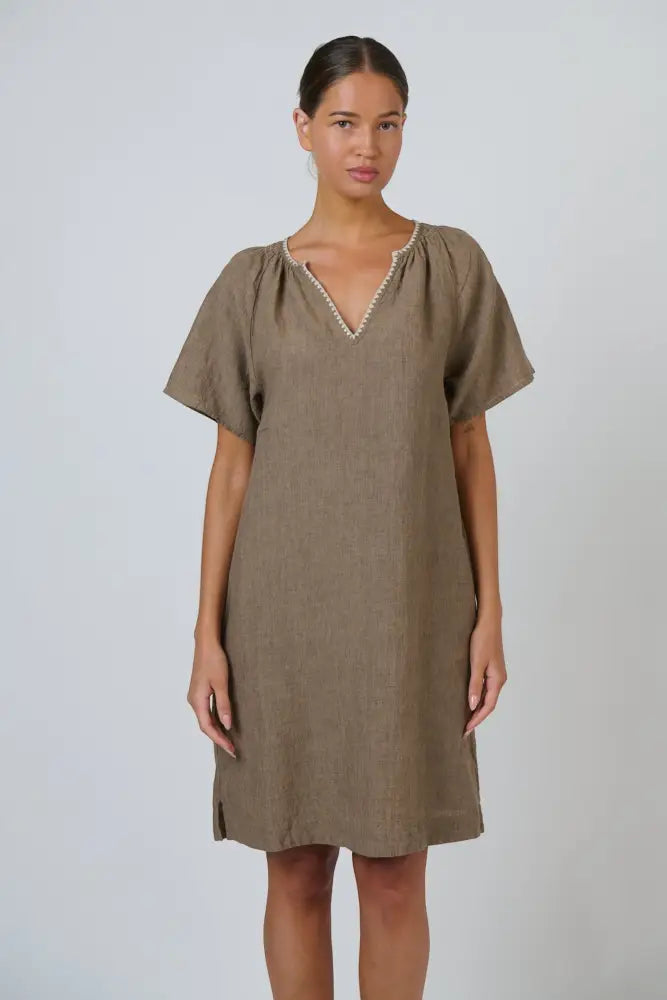 GA703 Linen Shift Dress | Agate - Dresses