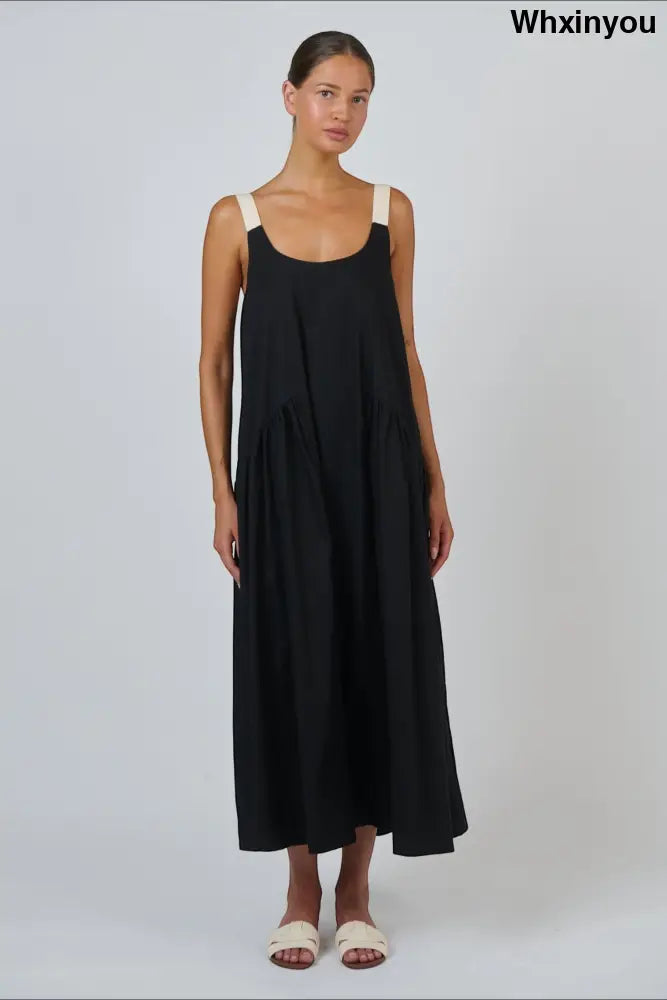 GA719 Buckle Strap Dress | Black - Dresses
