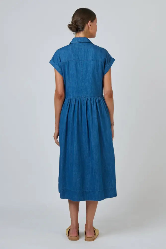GA738 Shirt Dress | Chambray - Dresses