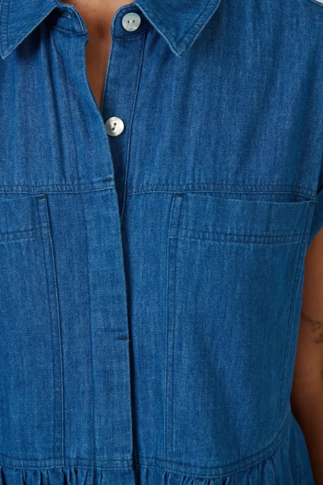 GA738 Shirt Dress | Chambray - Dresses