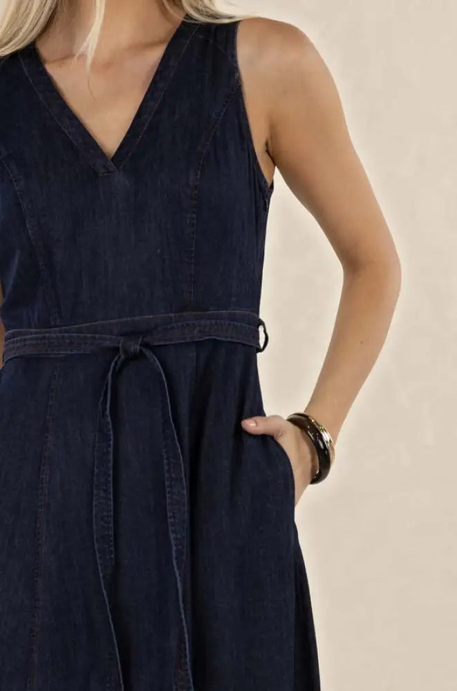 Ivy Denim Midi | Dark Denim - Dresses