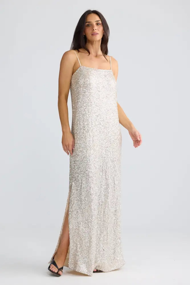 Jazzy Maxi Dress | Champagne - Dresses