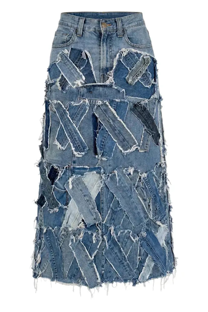 Patched Up Skirt | Vintage Denim - S - Skirts