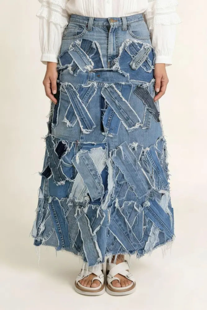 Patched Up Skirt | Vintage Denim - Skirts