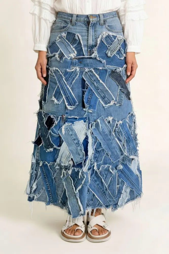 Patched Up Skirt | Vintage Denim - Skirts