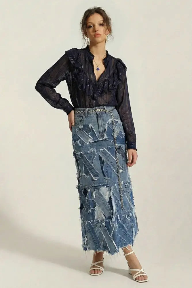 Patched Up Skirt | Vintage Denim - Skirts