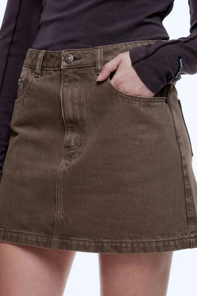 Stella Denim Mini Skirt | Mushrooom - Skirts