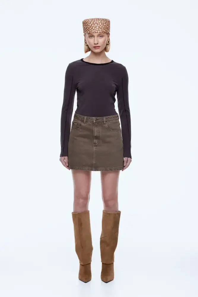 Stella Denim Mini Skirt | Mushrooom - Skirts