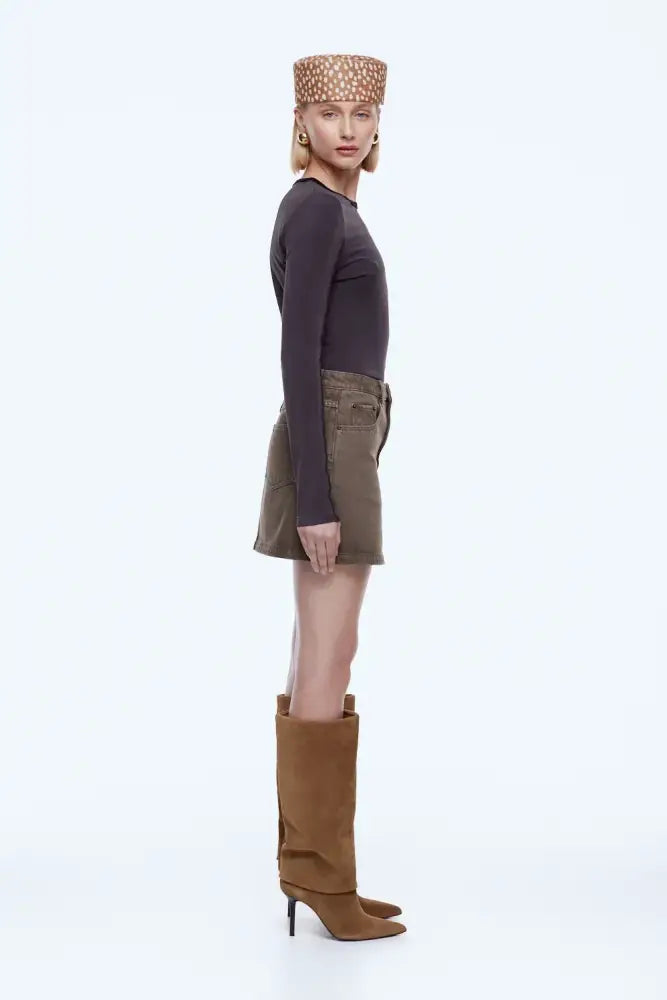Stella Denim Mini Skirt | Mushrooom - Skirts
