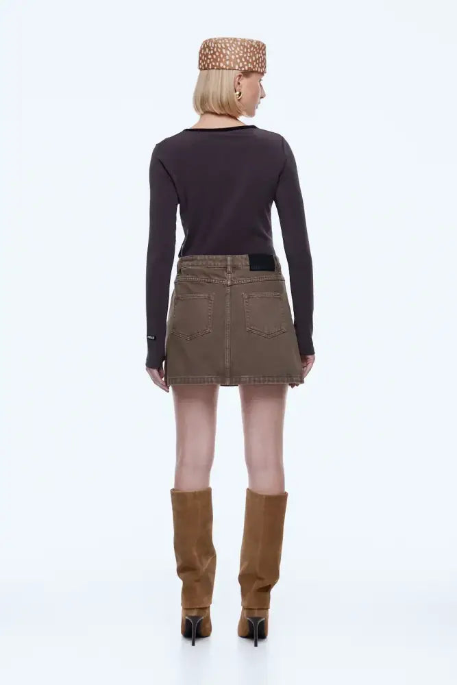 Stella Denim Mini Skirt | Mushrooom - Skirts