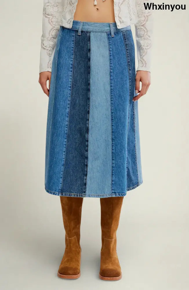 Sunbeam Denim Midi Skirt - Skirts