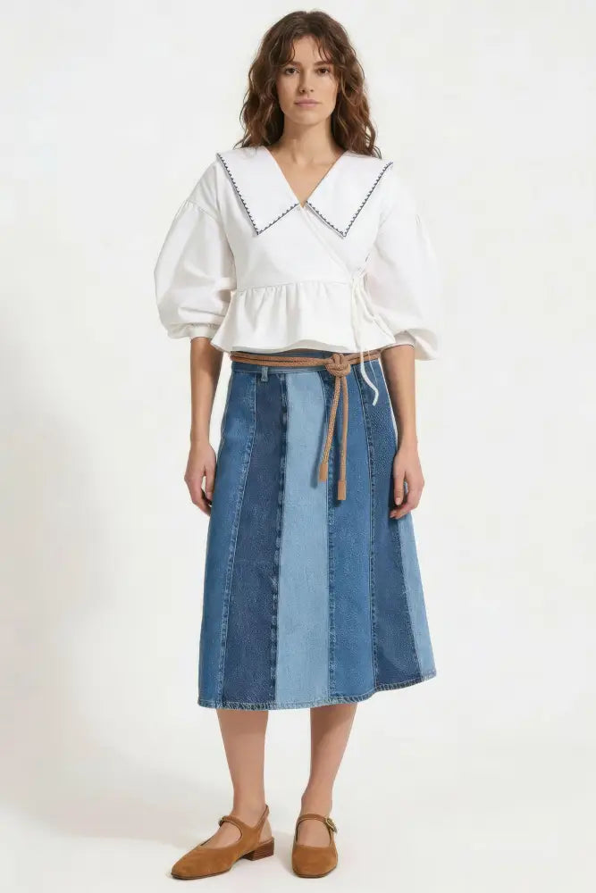 Sunbeam Denim Midi Skirt - Skirts