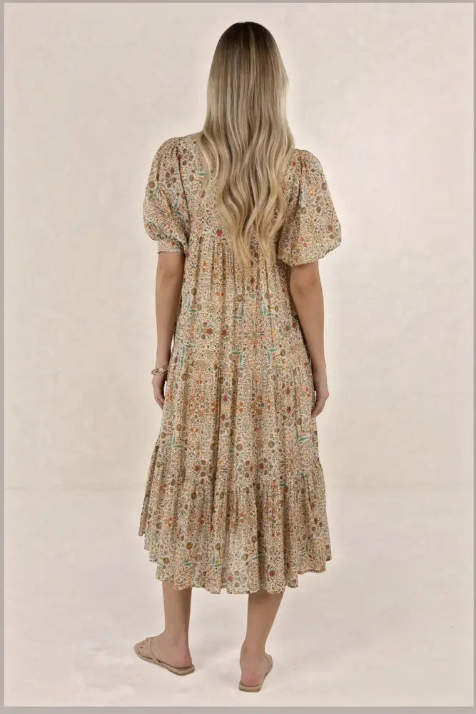 Yasmin Midi Dress | Almond Print - Dresses